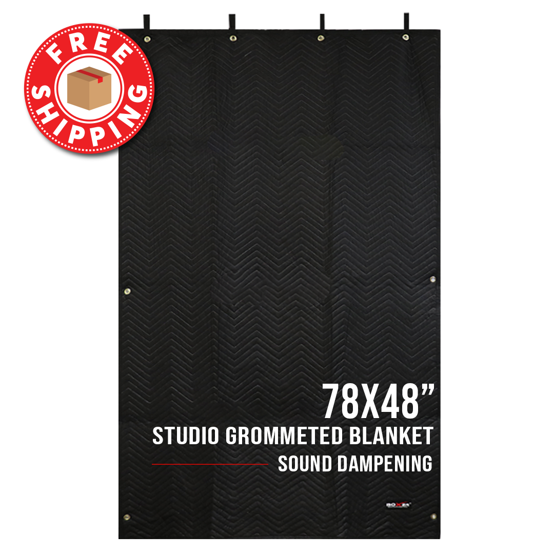 Boxer Studio Sound Dampening Blanket 78" x 48" - Door - Window - Insulated Blanket, Light Blocker, Sound Absorbing - Grommets and Loops