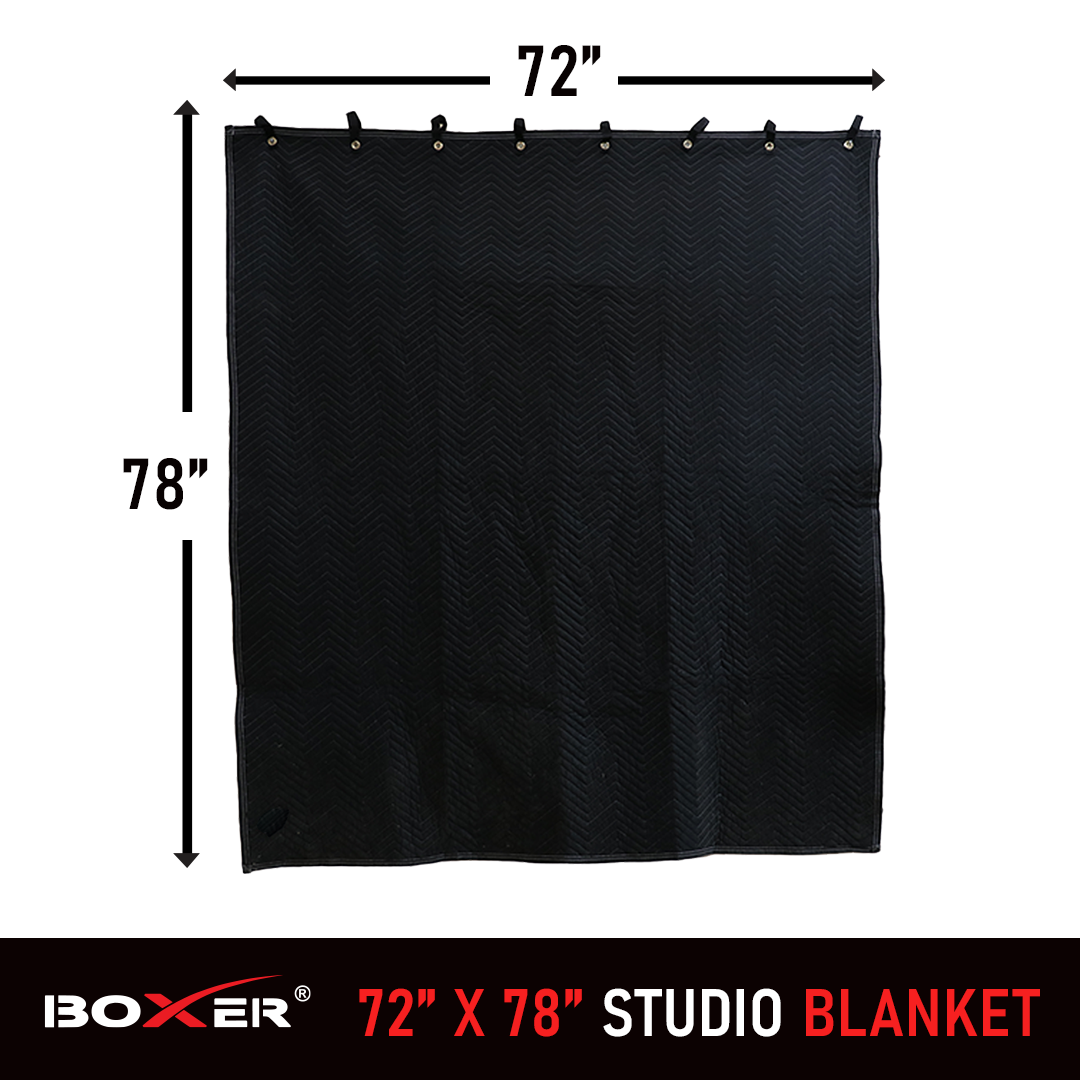 Boxer Tools Studio Sound Dampening Blanket 78" x 72" - Insulated Blanket, Light Blocker, Sound Absorbing, Acoustic Sound Treatment - Grommets and Loops