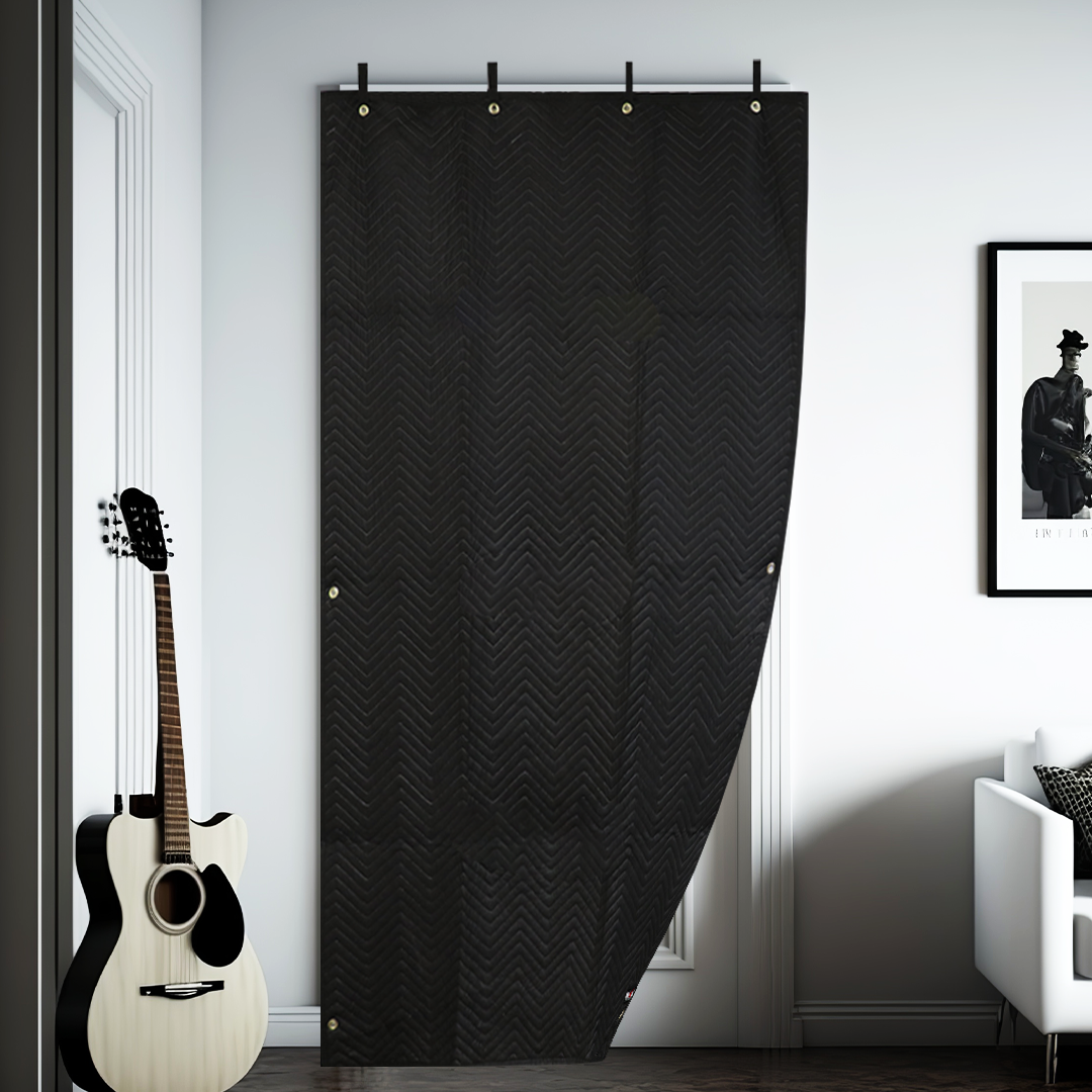 Boxer Studio Sound Dampening Blanket 78" x 48" - Door - Window - Insulated Blanket, Light Blocker, Sound Absorbing - Grommets and Loops