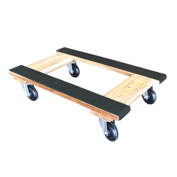 Boxer 18” x 30” Solid Wood Furniture Moving Dolly with 3.5" Black Caster Wheels and Black Rubber Tread for Anti-Slip Protection