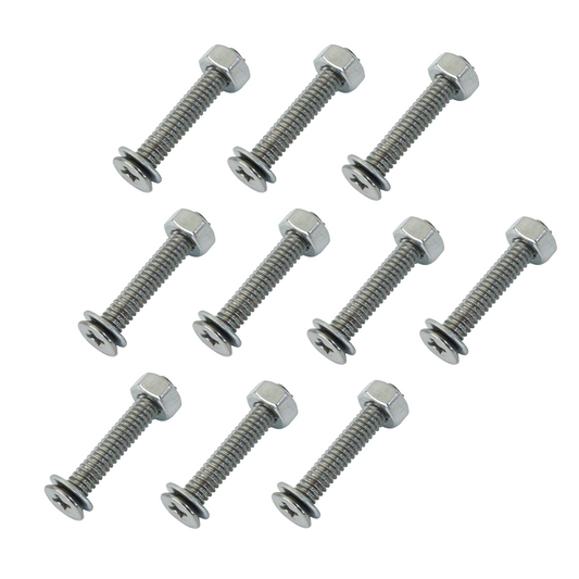 Stainless Strong: Set of 10 Stainless Steel Track Screws with Washers