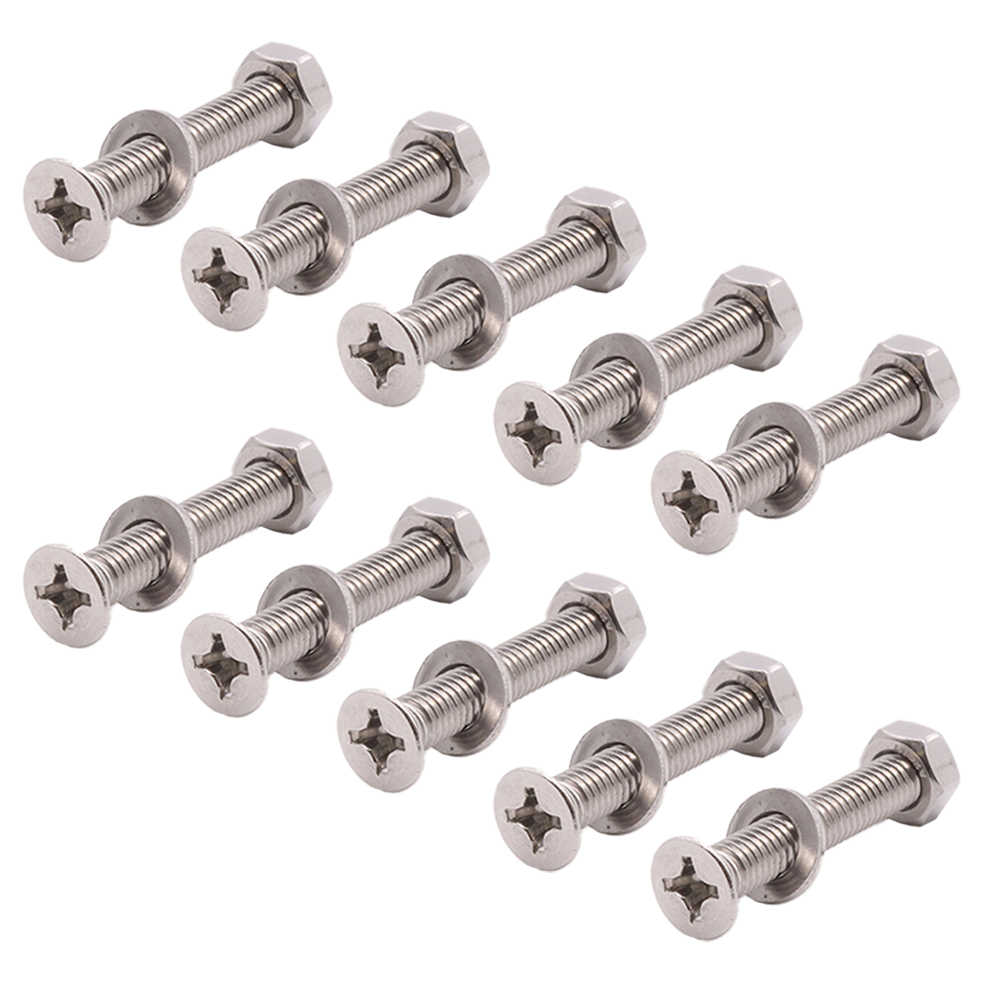 L-Track Fastener Pack: 1-1/2" Bolt with Nut & Washer - 10 pack