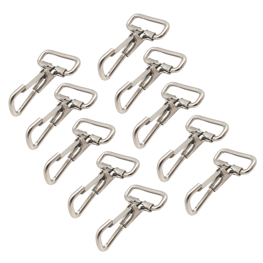10-Pack 1" Spring J Snap Hooks: Nickel-Plated Strength for Secure Tent Tie-Downs