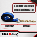 2" x 15' Auto Transport Strap with Towing Chain G70 5/16"-5