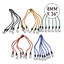 5-Pack 6-Arm Spider Bungee Cord Sets – 8 mm x 36 in. with Steel-Core Hooks, Assorted Colors-1