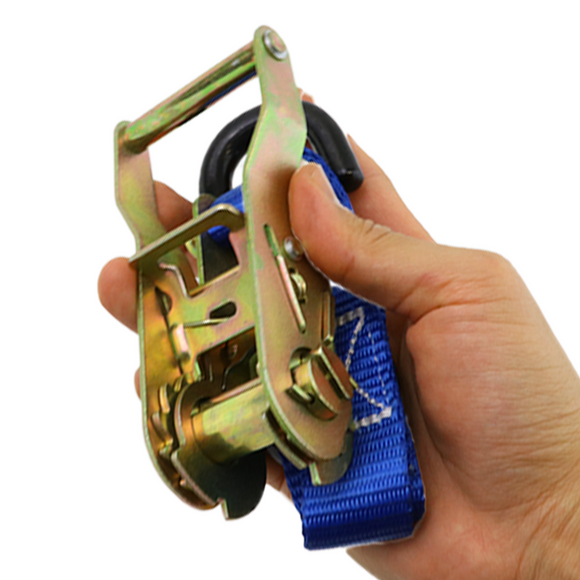 Boxer ProForce 1" x 15' Heavy Duty Ratchet Tie Down - 3,000 lbs Breaking Strength, Vinyl-Coated S Hooks, Dynamic Blue