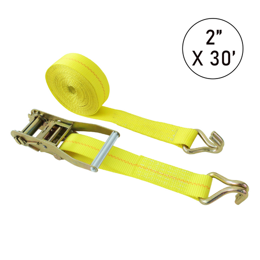 Boxer 2" x 30' Ratchet Strap with Wide Handle and Twin J Hooks - 10,000 lbs Load Capacity