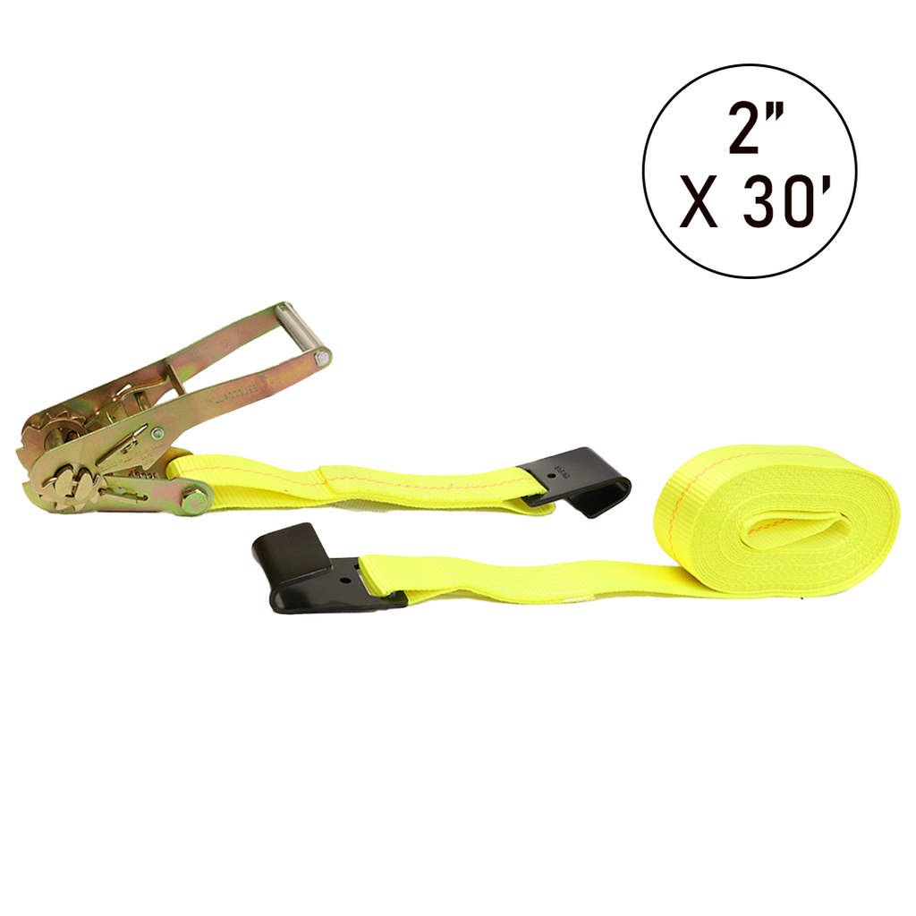 Boxer 2" x 27' Ratchet Strap with Wide Handle and Flat Hooks - 10,000 lbs Load Capacity