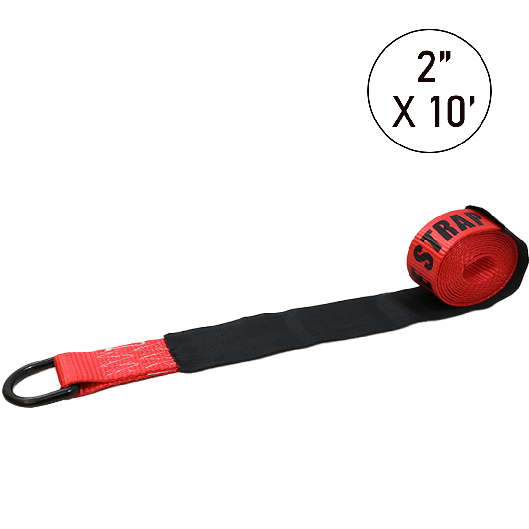 Heavy Duty Pro Lasso Strap with Black D Rings - Towing, Recovery, Tie-Down