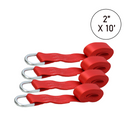 2" x 10' Pro Red Refined Auto Lasso Tie Downs - Set of 4-1