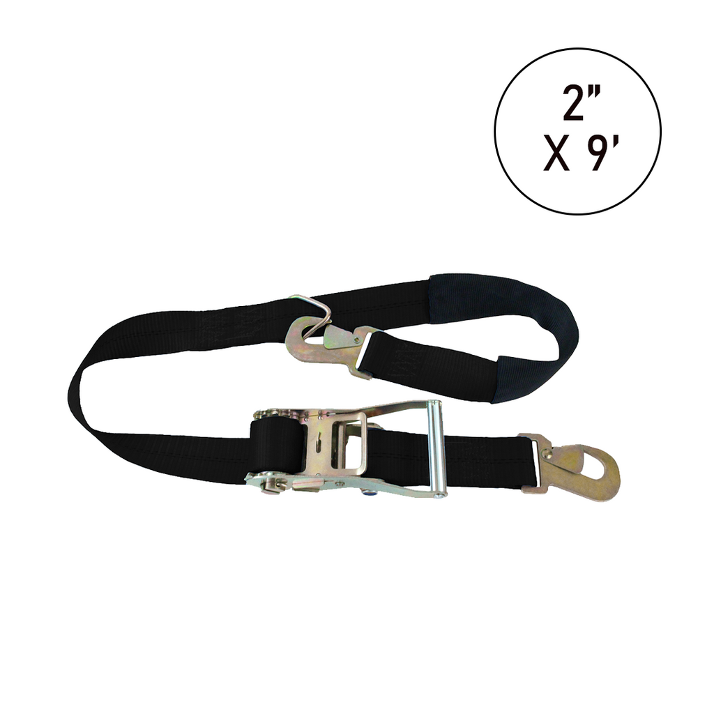 Boxer TirePro Premium 2" x 9' Combination Tie-Back Strap Tire Holder with Flat Snap Hooks