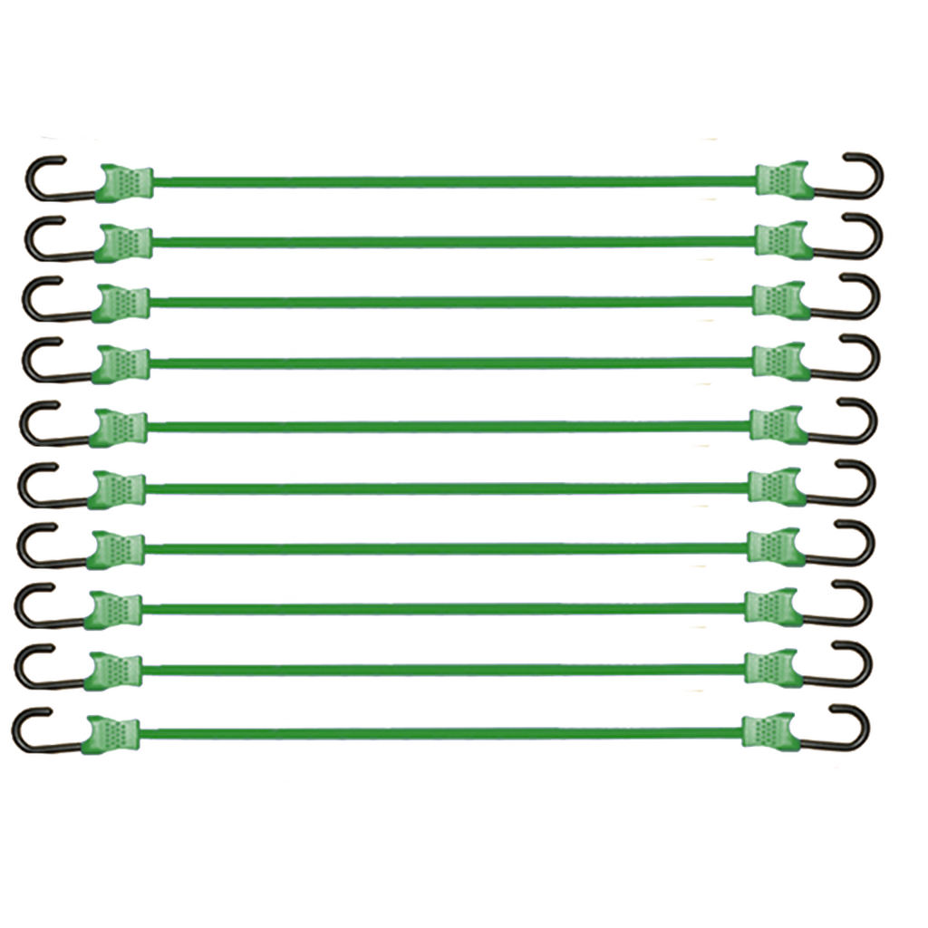10-Piece Set of 9mm Elastic Cords with Durable Plastic-Coated Metal Hooks
