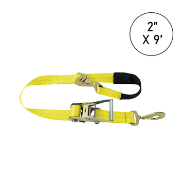 Buy yellow Boxer TirePro Premium 2" x 9' Combination Tie-Back Strap Tire Holder with Twist Snap Hooks