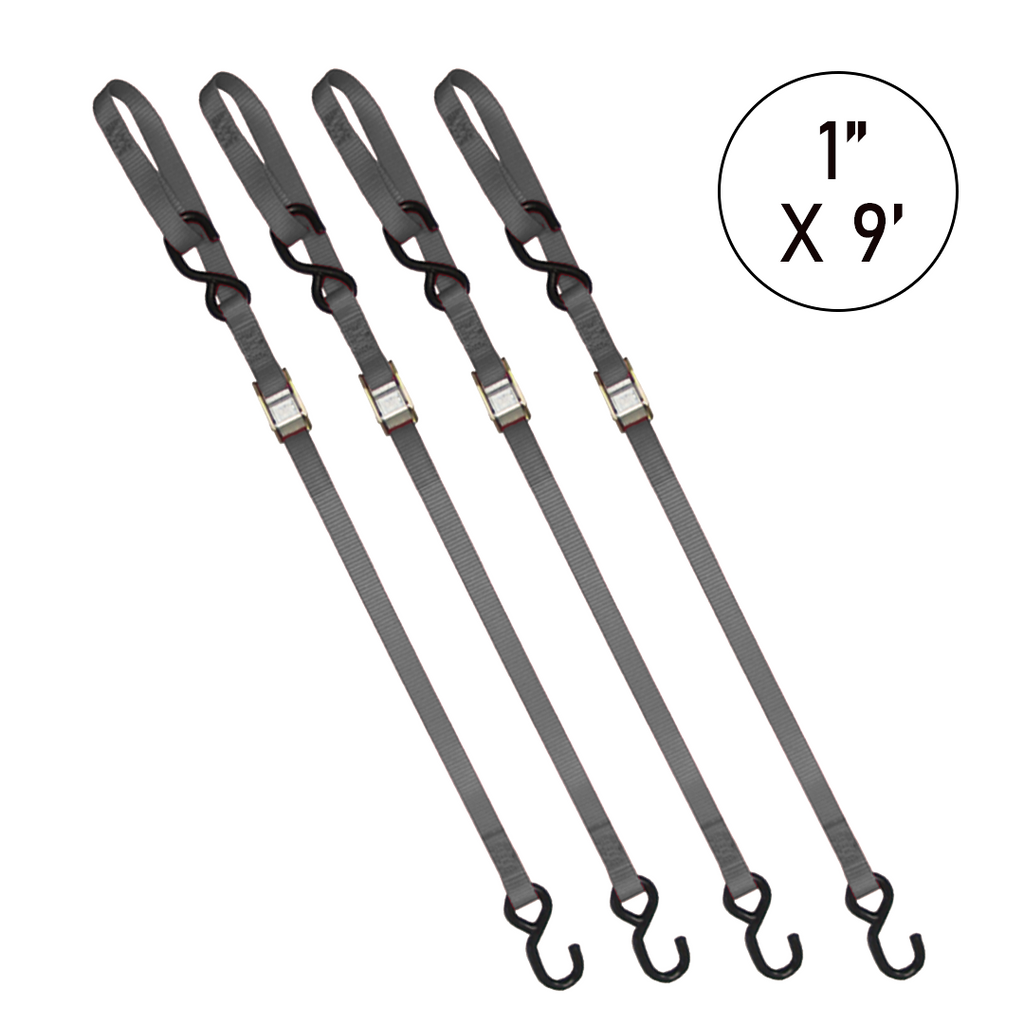 Boxer 1" x 9' Cam Buckle Tie Down - Motorcycle, ATV, UTV Secure Strapping with S Hooks and Loop End, 1500lbs Break Strength, Vibrant Color Options, Crafted in California for Ultimate Confidence