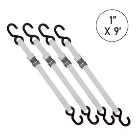 Buy white Boxer 1" x 9' Cam Buckle Tie Down with S Hooks - 1500lbs Break Strength, Vibrant Colors Options, California Crafted Confidence