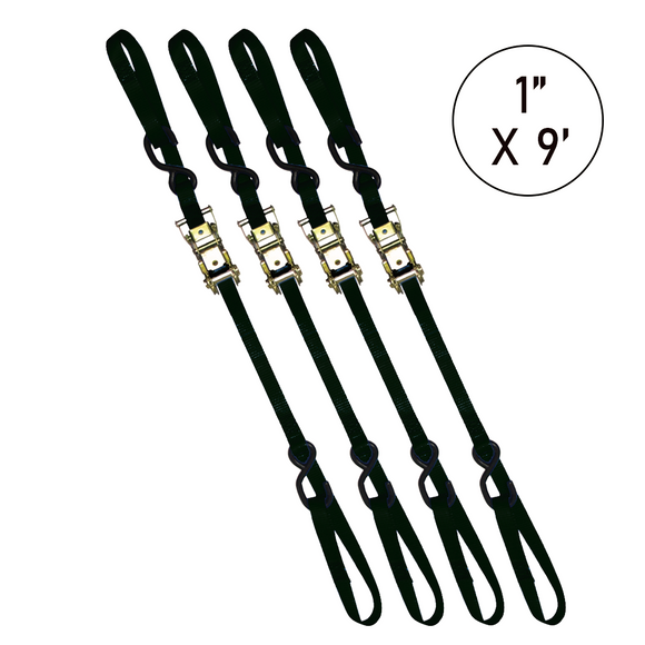 Boxer PowerPro Dual S-Hook 1" x 9' Ratchet Tie Down - 3000lbs Break Strength