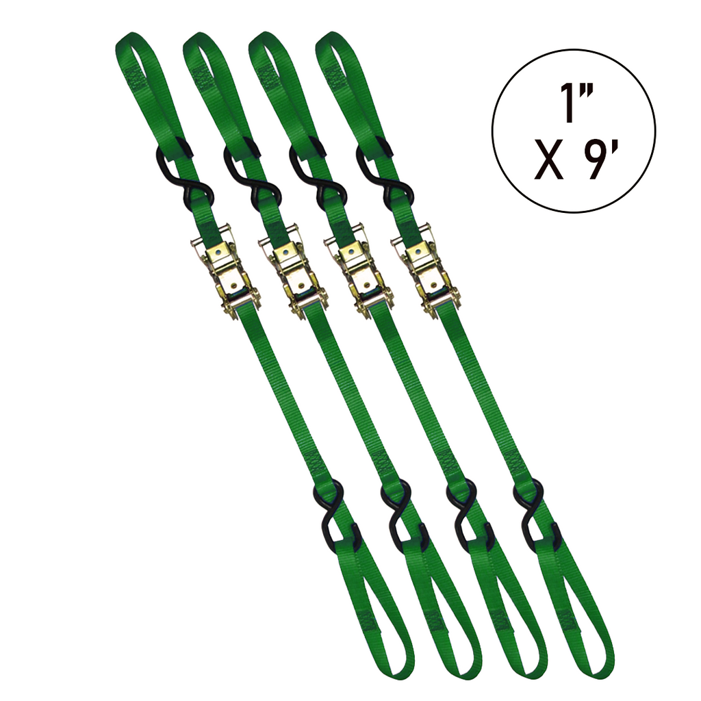 Boxer PowerPro Dual S-Hook 1" x 9' Ratchet Tie Down - 3000lbs Break Strength