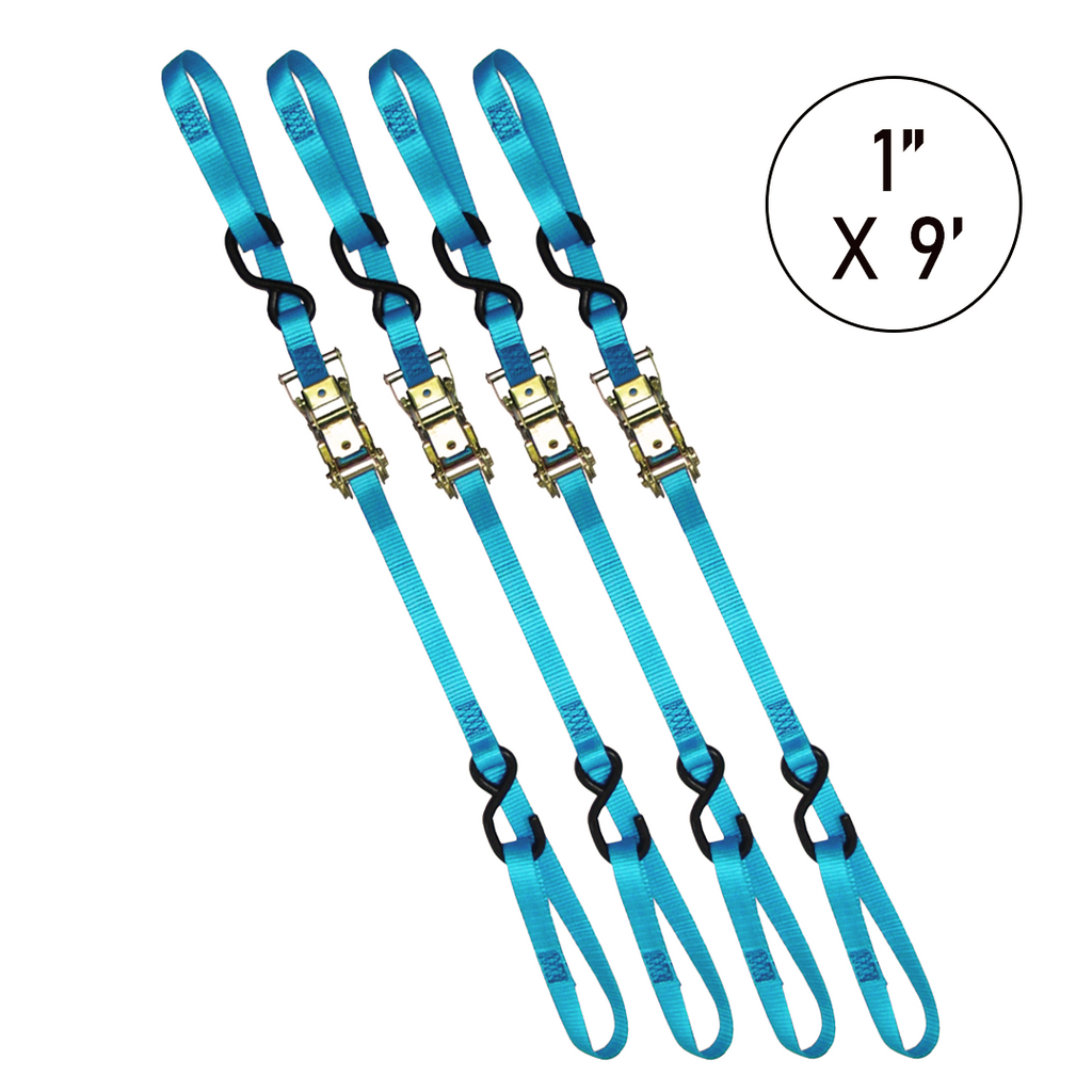 Boxer PowerPro Dual S-Hook 1" x 9' Ratchet Tie Down - 3000lbs Break Strength