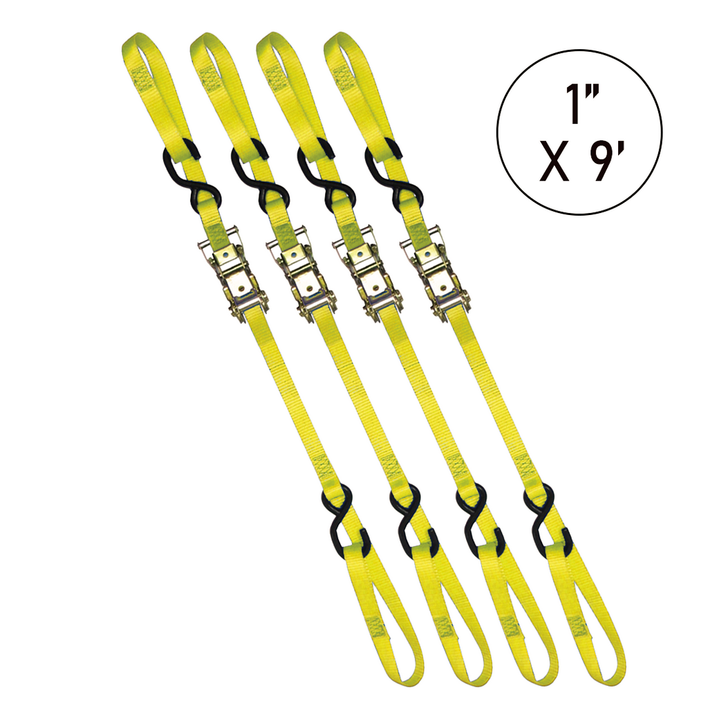 Boxer PowerPro Dual S-Hook 1" x 9' Ratchet Tie Down - 3000lbs Break Strength