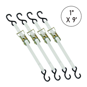 Buy white Boxer 1" x 9' Ratchet Tie Down with S Hooks - 3000lb Break Strength, Vibrant Colors Options, California Crafted Confidence
