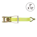 Boxer 2" x 12" Heavy Duty Ratchet Strap Replacement Short End - Twin J Hook / Wire Hook - 10,000 lb BS - Double Locking Wide Ratchet-1