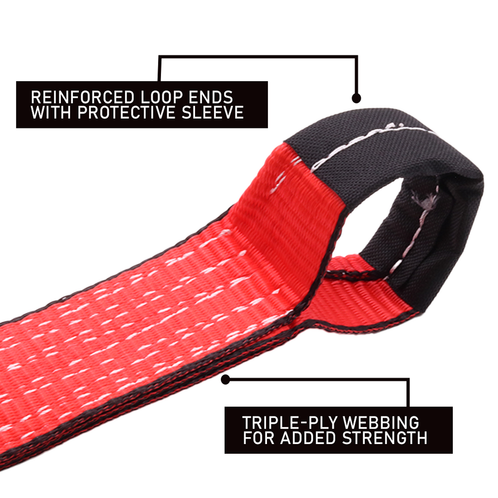 High-Vis Red Auto Tie-Down Strap (2"x16") - 12,000lb Breaking Strength, Set of 4