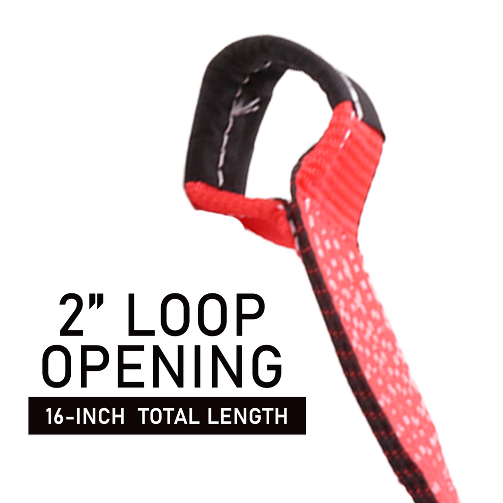 High-Vis Red Auto Tie-Down Strap (2"x16") - 12,000lb Breaking Strength, Set of 4