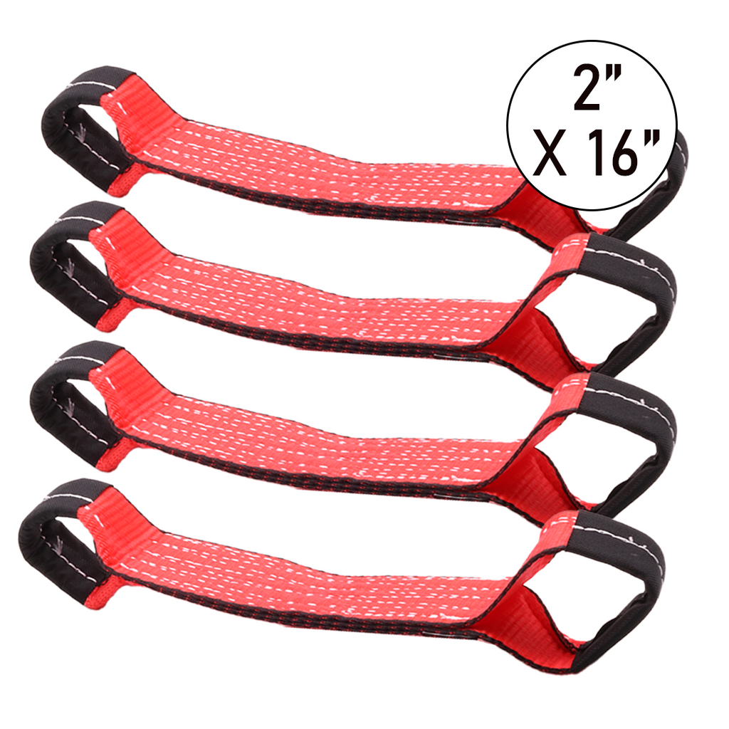 High-Vis Red Auto Tie-Down Strap (2"x16") - 12,000lb Breaking Strength, Set of 4