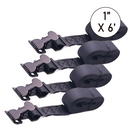 All-Purpose 1" x 6' Utility Black Tie Down with Alligator Clips-1