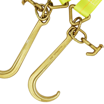 Boxer Ultimate Power 3" x 36" V-Bridle Towing Tie-Back Strap with 15" Forged Tow Hook and T Hook - 0
