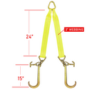 Boxer Ultimate Power 3" x 36" V-Bridle Towing Tie-Back Strap with 15" Forged Tow Hook and T Hook-5
