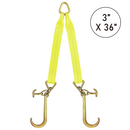 Boxer Ultimate Power 3" x 36" V-Bridle Towing Tie-Back Strap with 15" Forged Tow Hook and T Hook-1