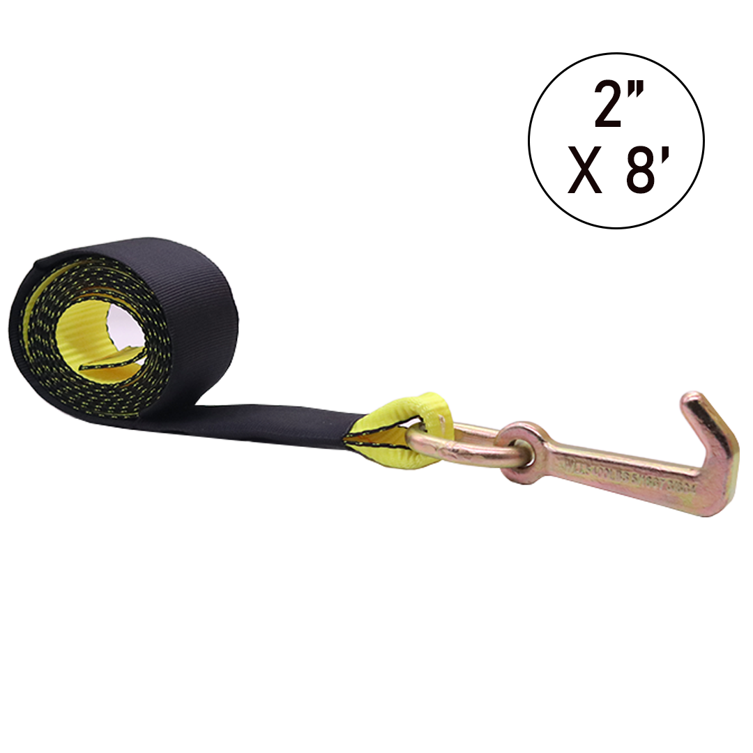 2" x 8' Auto Transport Strap with Towing J-Hook