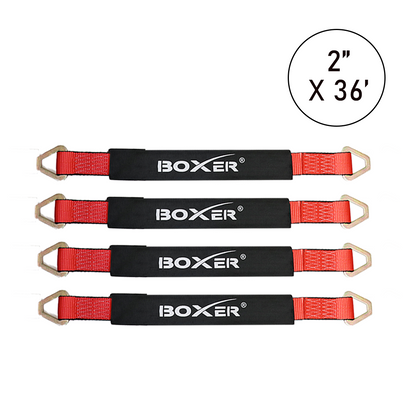 VersaGrip ProAxle Straps Set of 4: Precision-Length Towing Axle Straps in Rouge (24" and 36")