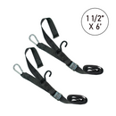 Boxer 1.5" x 6' Motorcycle Tie Down Set with S Hook and Carabiner Snap Hook - 1600 lbs Breaking Strength-1