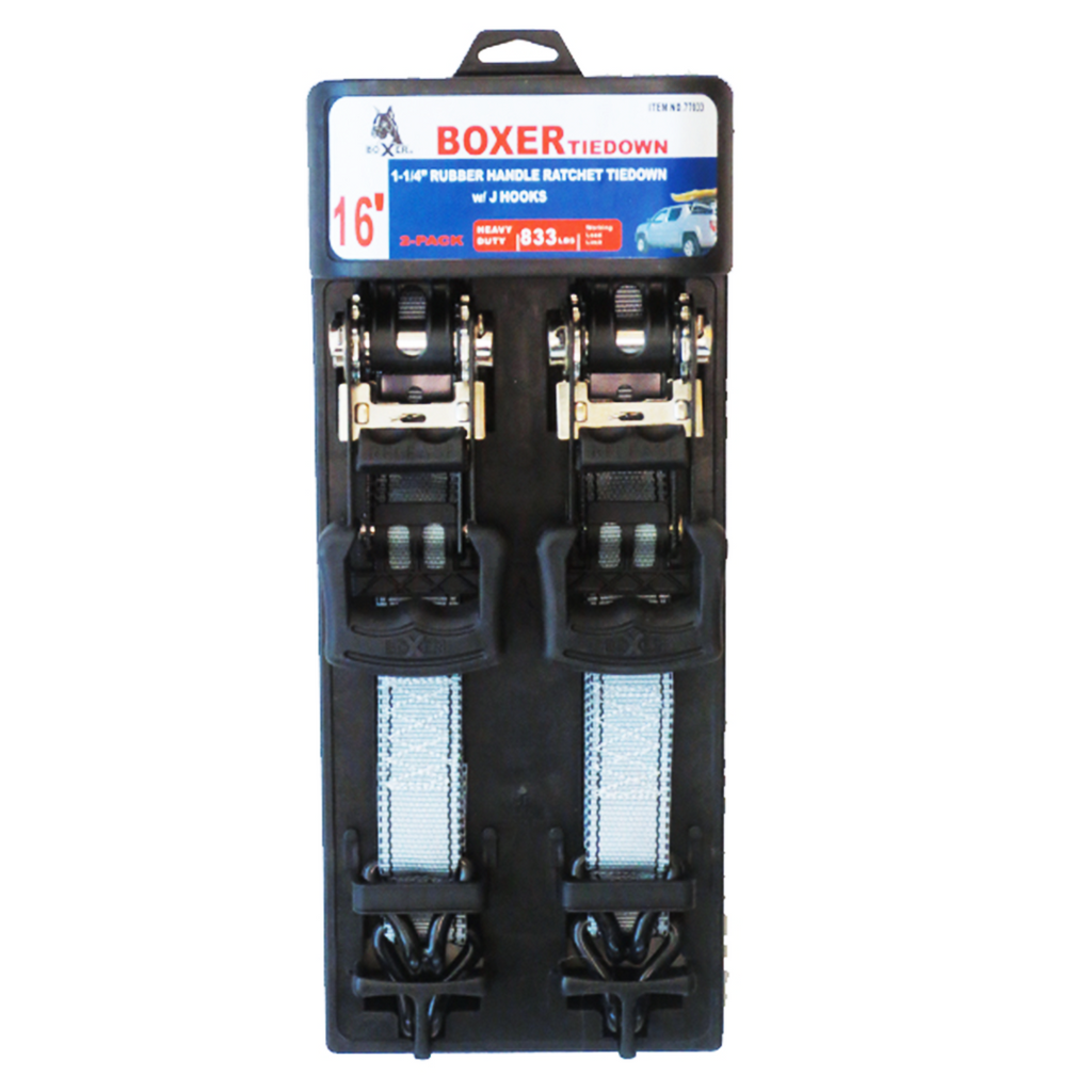 Ultimate SecureLoad Heavy-Duty 1 1/4" x 16' Ratchet Tie Downs with Double J Hooks