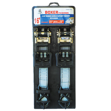 Boxer UltraGrip 1 1/4" x 16' Heavy-Duty Ratchet Tie Downs with S Hooks - 0