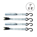 Boxer ProSecure 1" x 8' Ratchet Tie Down Kit with Coated S Hooks - 1500 lbs Breaking Strength-1