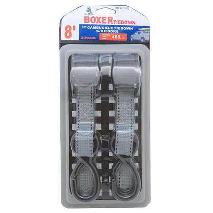Boxer TrailMaster Pro-Grade 1" x 8' Cam Buckle Tie Down Kit