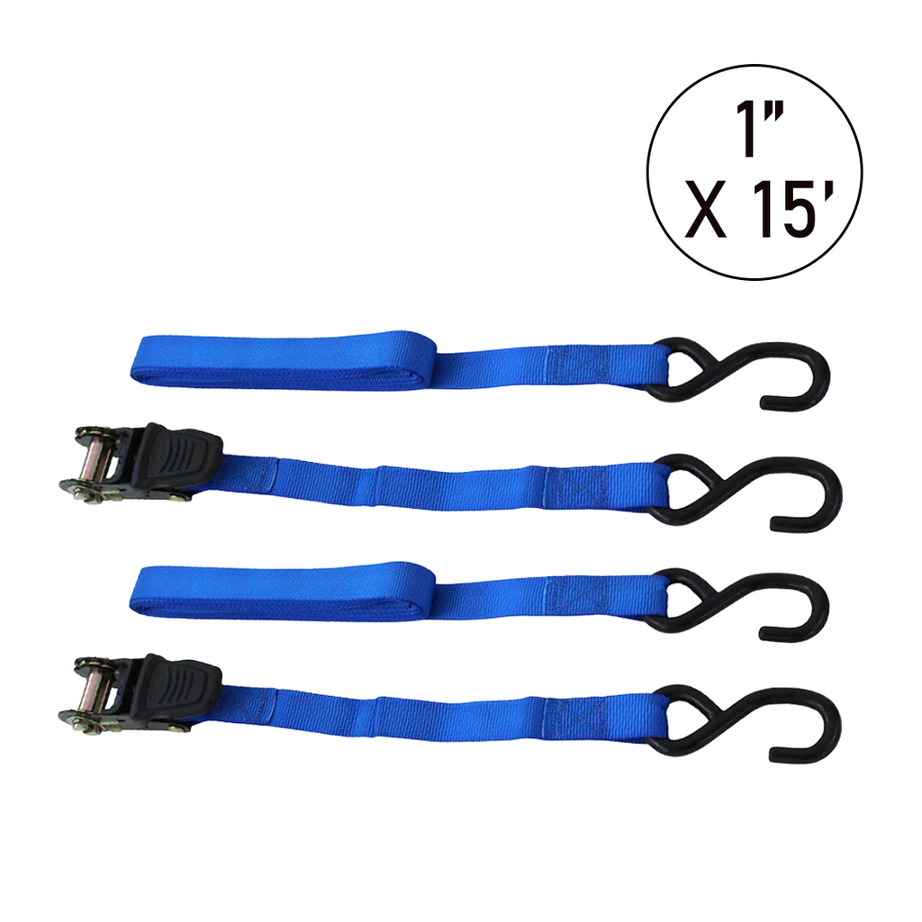 Boxer All-Purpose Pro Pack 1" x 15' Ratchet and 1" x 6' Cam Buckle Tie Down Kit