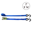 Boxer 1" x 14' Ratchet Tie Down Strap - 1500 lbs Breaking Strength, Blue with S Hooks-1