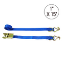 Boxer ProSecure 1" x 15' Ratchet Tie Down Strap with J Hooks and Additional D Ring- 1500 lbs Breaking Strength-1