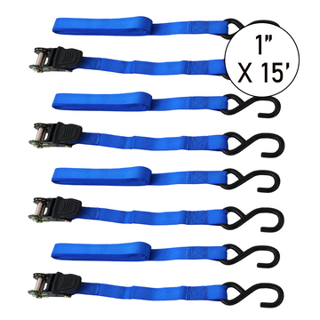Boxer Ultra Secure Pro Pack 1" x 15' Ratchet Tie Down Set with S Hooks - 1500 lbs Breaking Strength