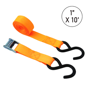 Boxer Universal 1" x 12' Cam Buckle Tie Down with S Hooks - 1000 lbs Breaking Strength