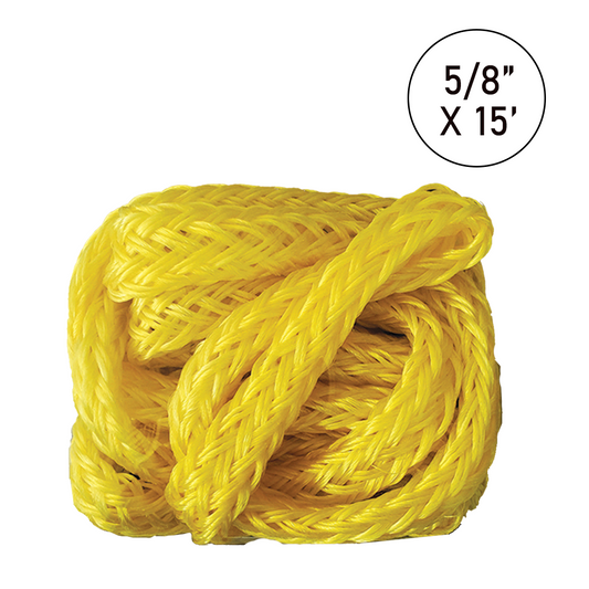 5/8" x 15' Braided Tow Rope with Safety Hooks: 6,000 lbs Strength for Reliable Towing