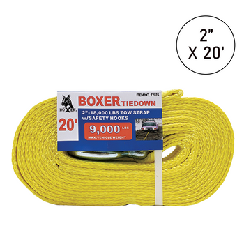 2" Heavy Duty Tow Strap with Safety Tow Hook - 1 Ply | 9,000 WLL