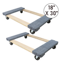 Boxer 18” x 30” Solid Wood Furniture Moving Dolly with 3" Caster Wheels and Gray Carpeted Surface Protection-1