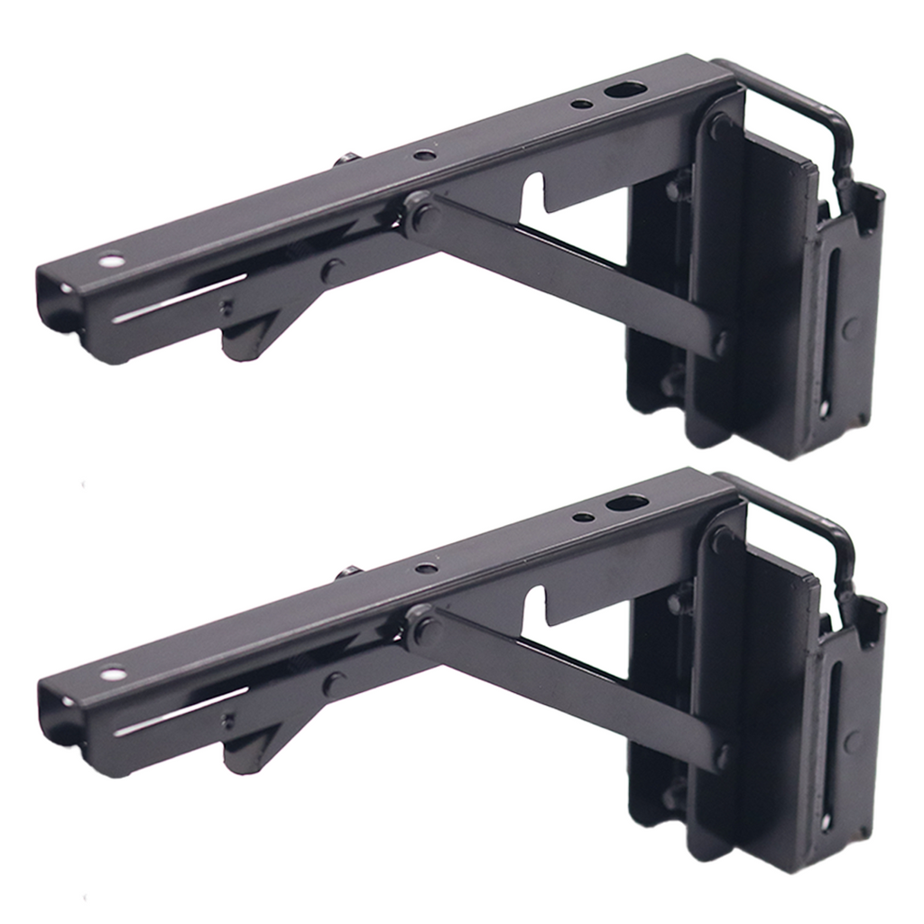 Foldable E-Track Shelf Bracket Kit (Set of 2) – Heavy-Duty, 110 lb Capacity, Space-Saving Storage Solution for Trailers, Garages & Workbenches