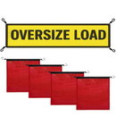 Ultimate Oversize Load Safety Kit: 18" x 84" Mesh Banner & 4-Pack Red Warning Flags with Bungee Hooks-1