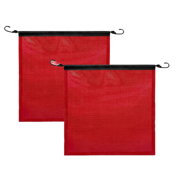 2-Pack Heavy-Duty 18" x 18" Red Mesh Safety Flags with Integrated Rubber Bungee Cord Hooks